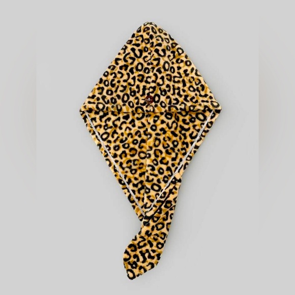 Luxe Leopard Terry Turban Hair Wrap + Eye Mask Set - Picture 2 of 4